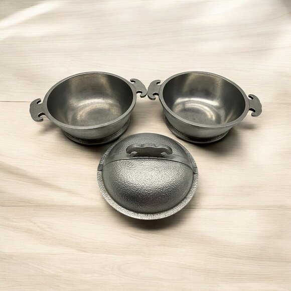 Guardian Service Hammered Aluminum Vintage 1940s Dutch Oven Cookware Set of 3 - Picture 3 of 14